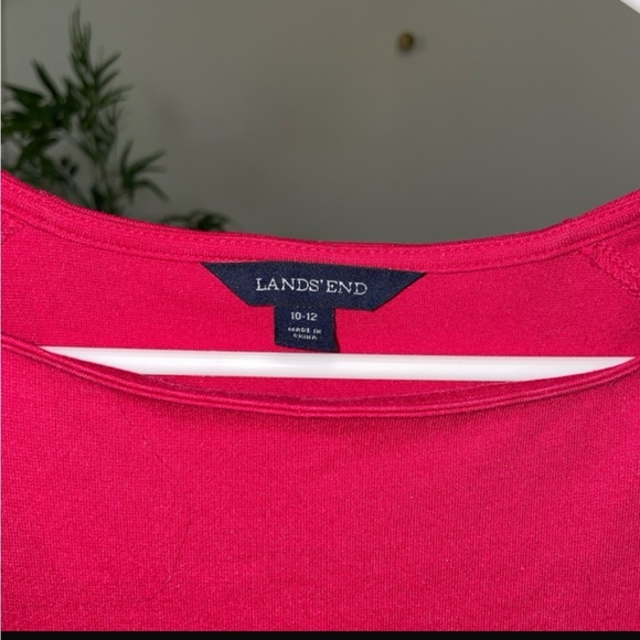 Lands’ End Elegant Fuchsia Pink Ponte Knit Cap Sleeve Midi Dress size M (10-12) - Picture 4 of 5